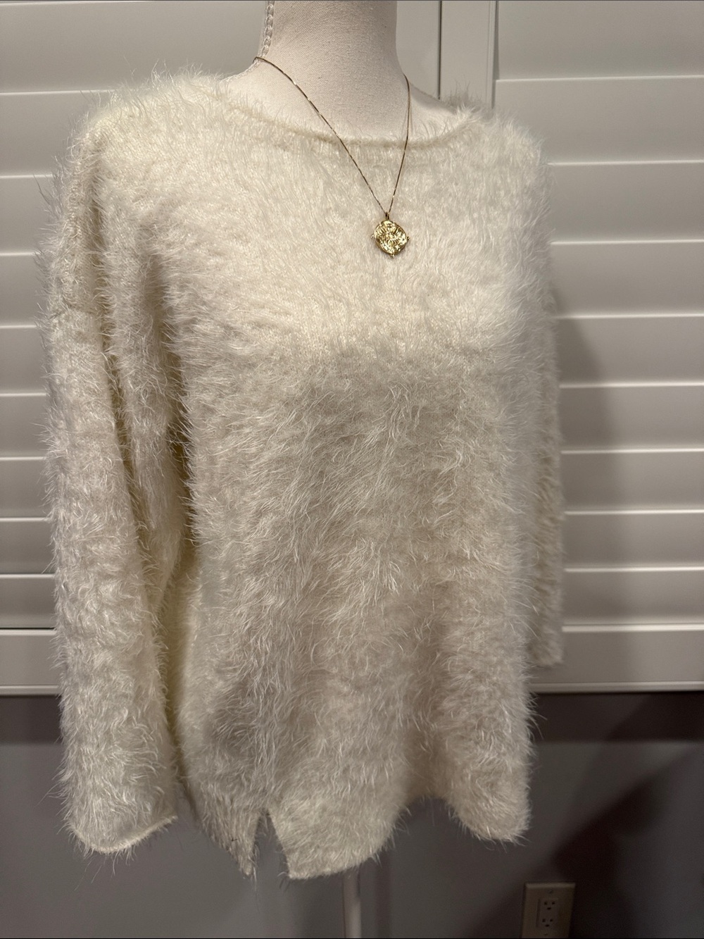 Lou & Grey Ivory Fuzzy Boatneck Sweater